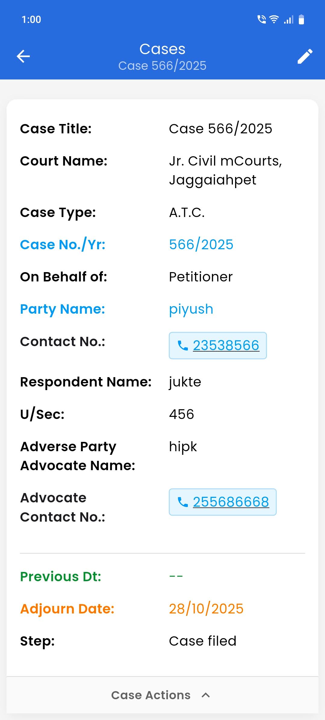 Case Details Screenshot